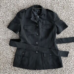 Anne Klein Suit Black Blazer Coat Shirt Womens Size 0 Buttons Pockets MSRP $179